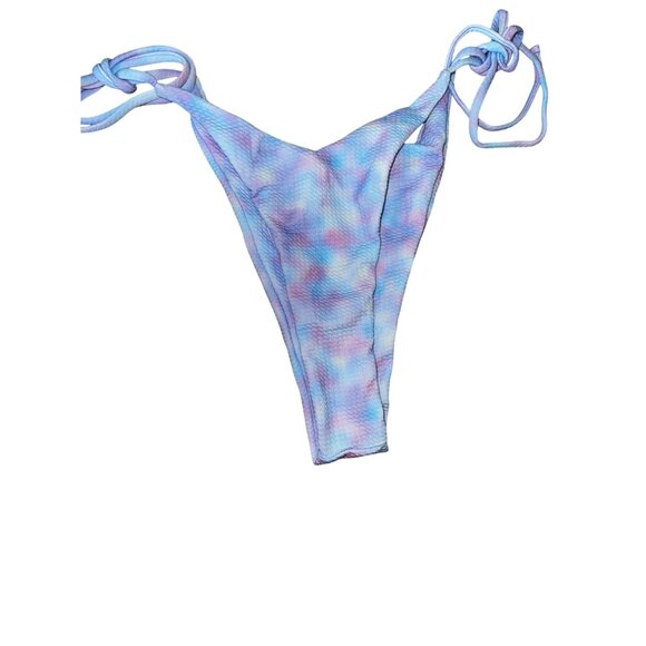 Tie-Dye Bikini Set Size Large Tie-Side Bottom Pastel Blue Sexy Beach Swimsuit - Picture 4 of 7